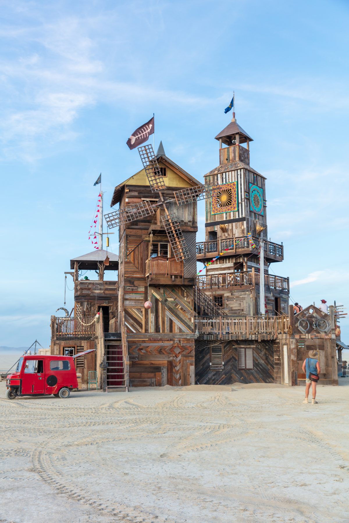 The Folly by: Dave Keane & The Folly Builders from: San Francisco, CA year: 2019 The Folly represents an imaginary shantytown of funky climbable towers and old western storefronts, cobbled together from salvaged and reclaimed lumber from original San Francisco Victorians to be reborn in the d...