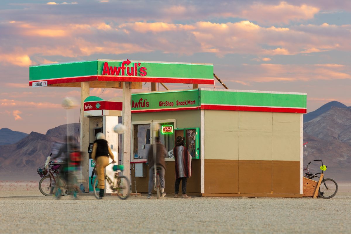 Awful's Gas & Snack by: Matthew Gerring & Crank Factory from: San Francisco, CA year: 2019  Awful's Gas & Snack: Your Gateway to the Big Wild! See one of the few remaining gasoline stations, painstakingly preserved since the mid-21st century. Travel back to a time when hardy men roame...