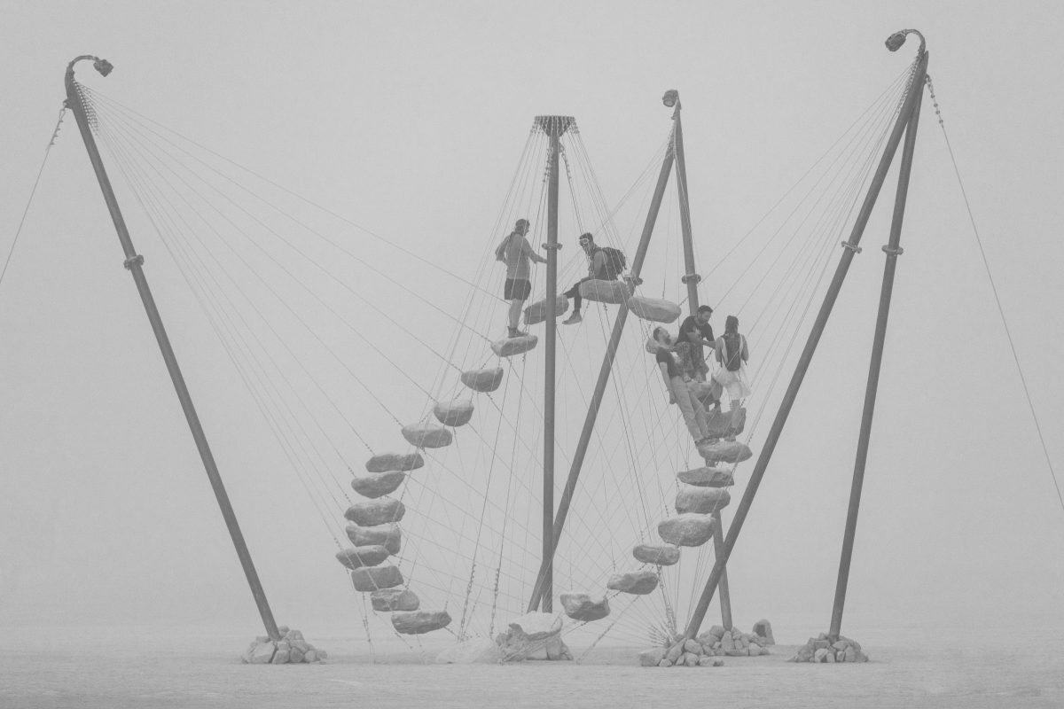 Stone 27 by: Benjamin Langholz from: California & Berlin, Germany year: 2019  Confront nature and yourself as you journey along 27 stones floating above the Playa. Step into an alternate reality where destructive energy has been harmonized with nature to create moments of physical and mental ...