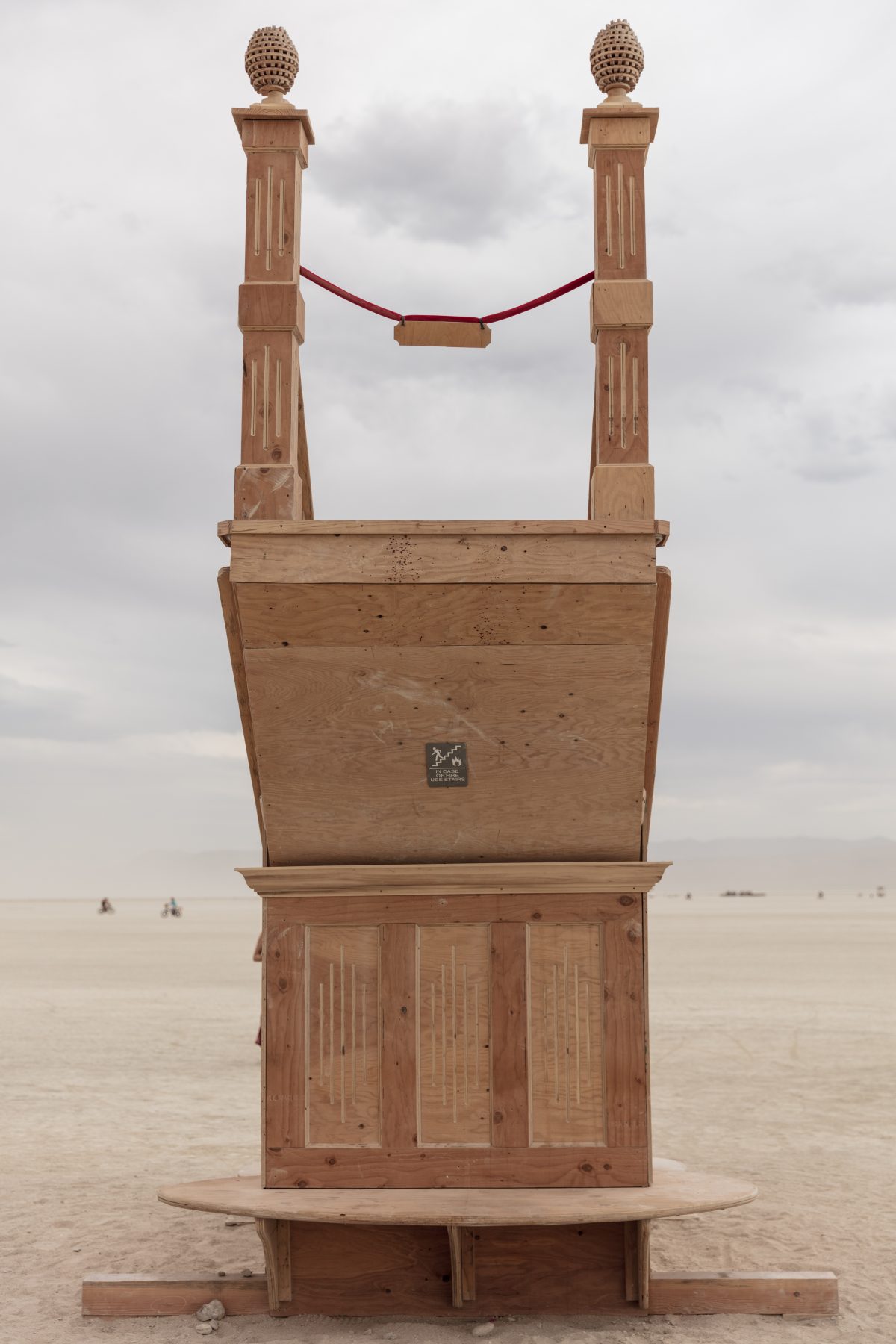 Pauper's Ballroom by: Pedro Loughran from: Sebastopol, CA year: 2019  A Pauper's Ballroom is what our parents tell us when walking down to a beach, a clearing or any other beautiful place in nature. A palace free to all. A pauper's ballroom. The piece is a grand staircase with no second floor, fr...