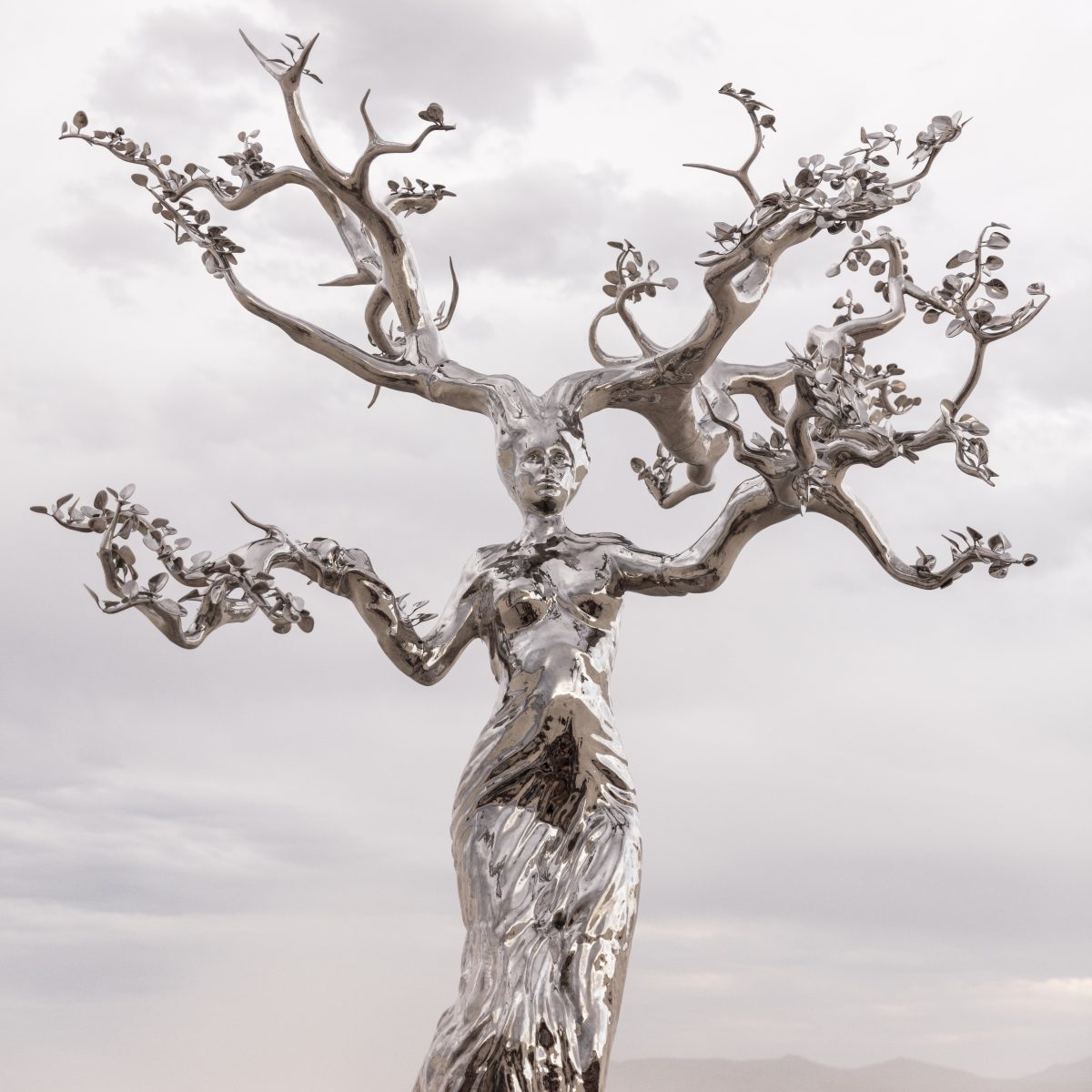 SACRED GROUNDS by Michael Benisty  MIRROR POLISHED STAINLESS STEEL 21 X 14.5 X 10 FT 6.5 X 4.5 X 3 M 2019