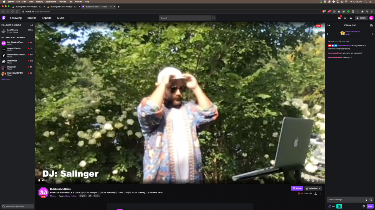 Salinger Bubbles and Bass Livestream