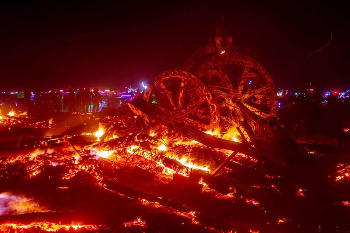 Burner Climbs Atop Debris After The Man Burn 2016