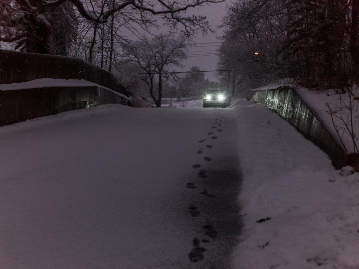 Footprints in the Snow and Jeep