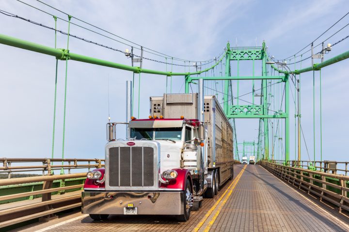 Semi-trailer Truck on Bridge