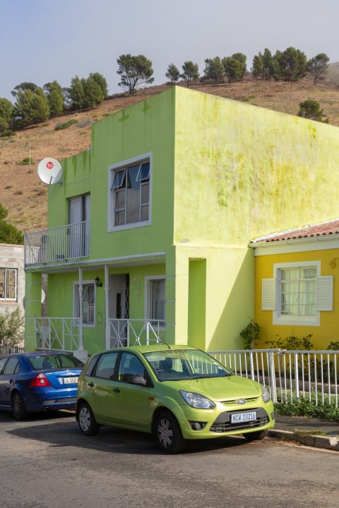 Lime Green Car and House