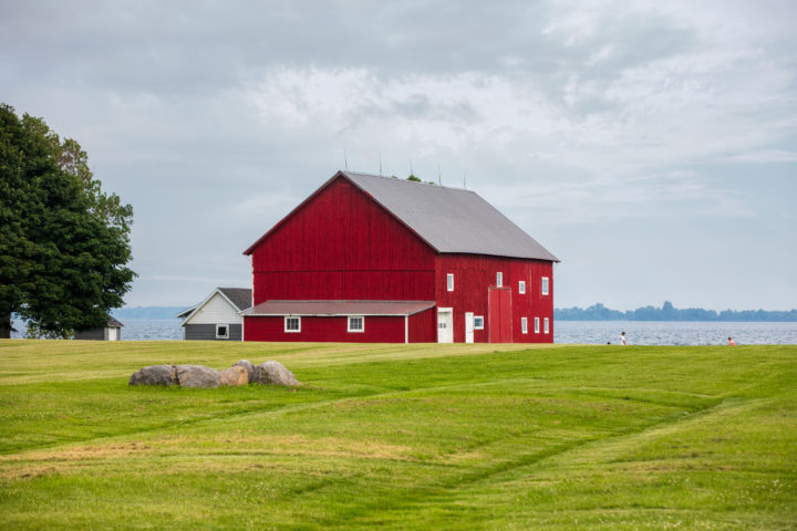Red Barn on the Edge of Lake Ontario