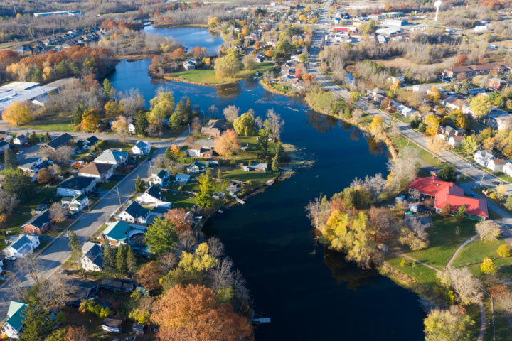 Winding River and Small Town