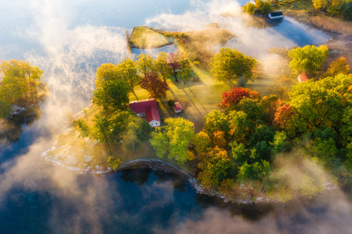 Cottage in the Fog at Dawn