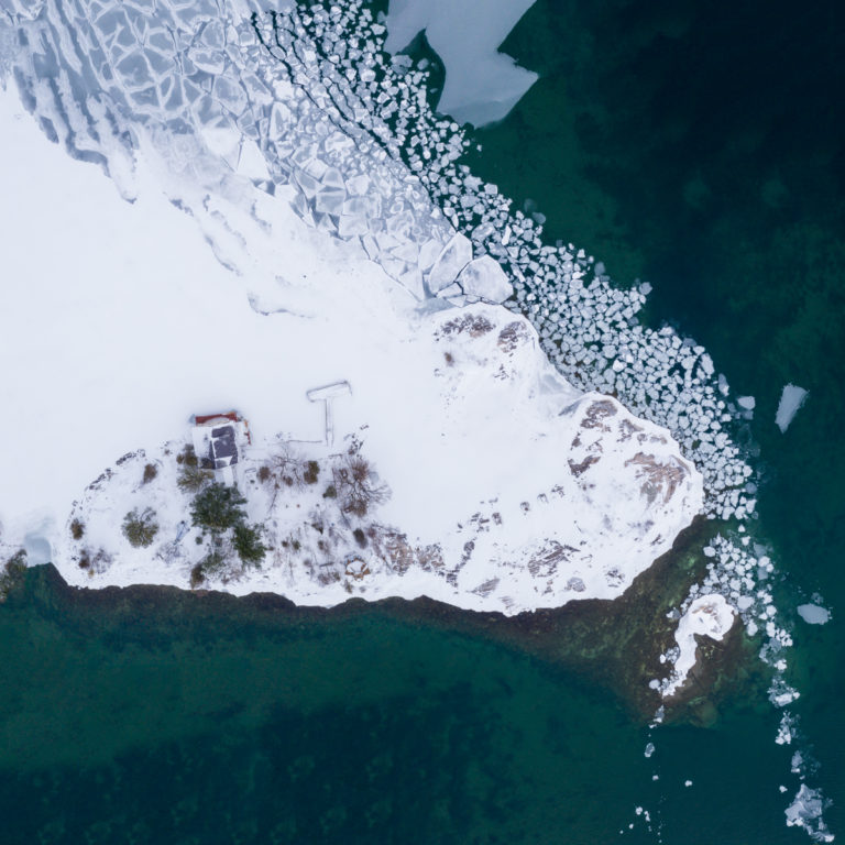 Cottage and Ice Chunks