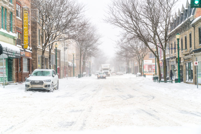 Snow in Small Town Canada