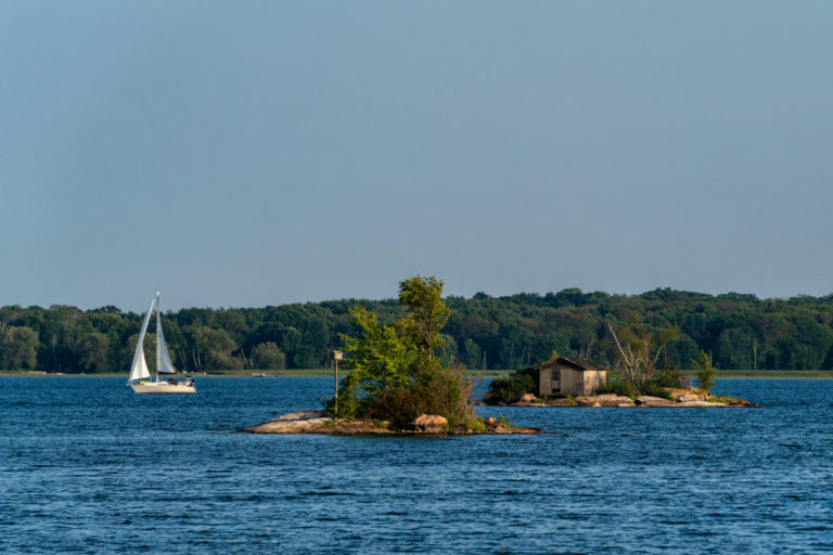 Sailboat and Two Small Islands