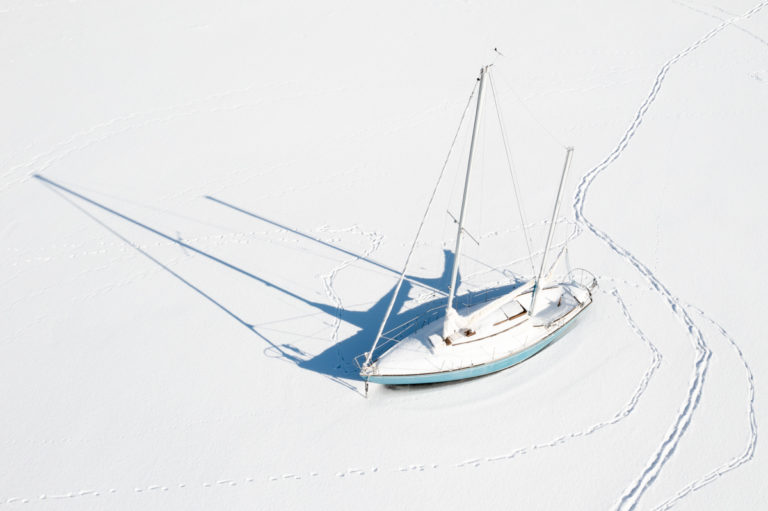 Sailboat Stuck in the Ice