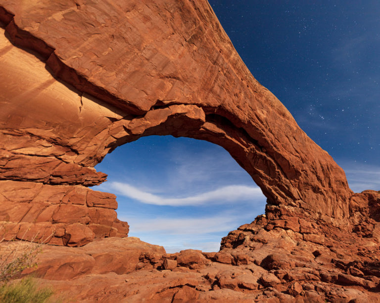 North Window Under Moonlight at Dawn