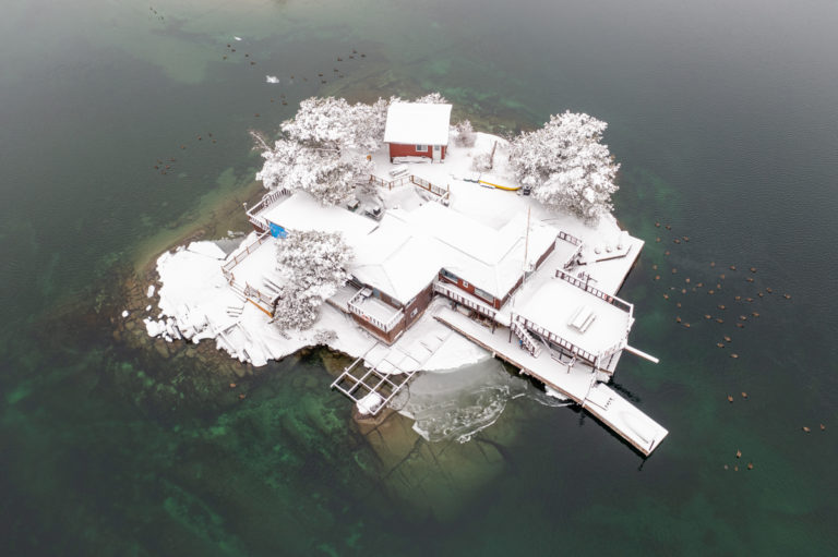 Snow Covered Island with Decks