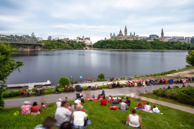 People and Parliament Hill Ottawa