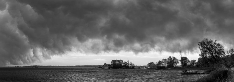Storm and Cottage Black and White
