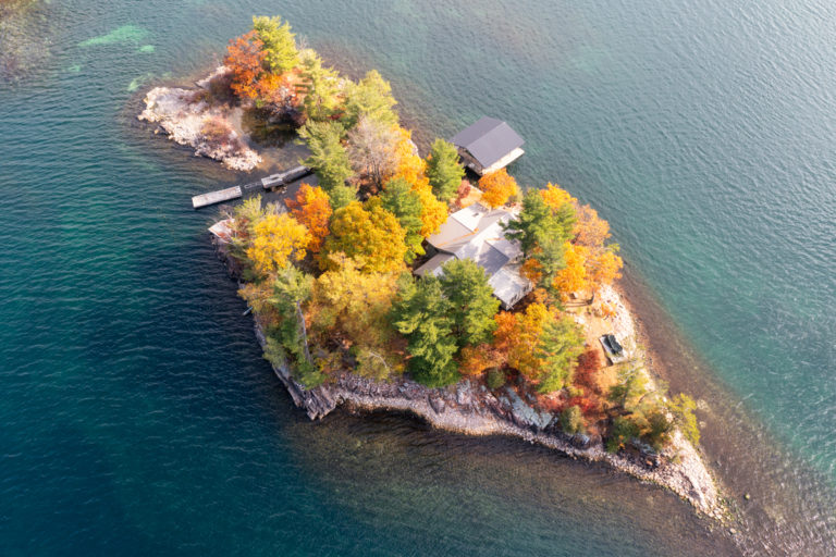 Cottage on Private Island and Fall Color