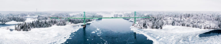 Snow Covered Islands and Bridge