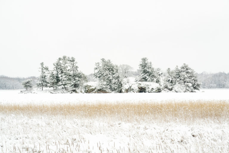 Rocky Island with Fresh Snow