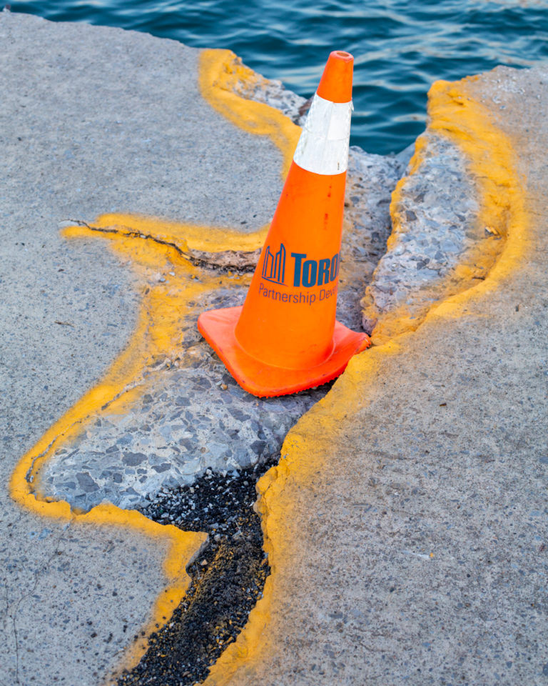 Pylon and Painted Cement Crack