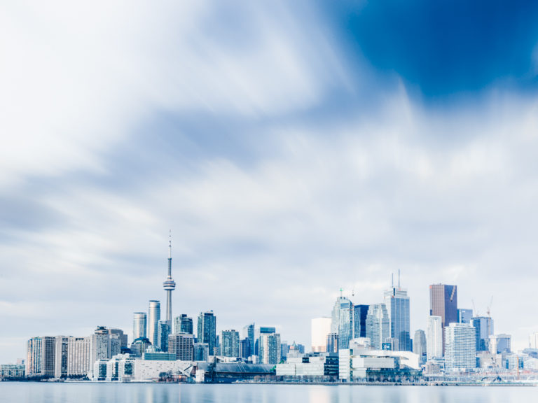 Blue Toronto Skyline with Moving Clouds