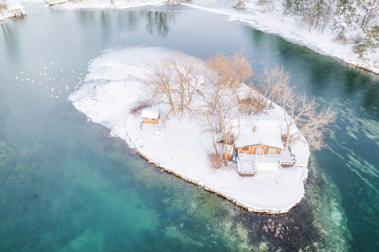 Turquoise Waters and Snowy Island