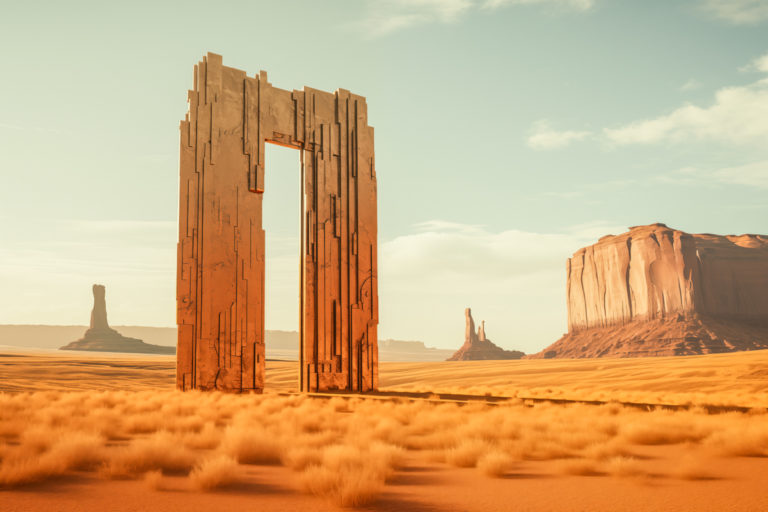 Ethereal Constructs Amidst Desert Vistas