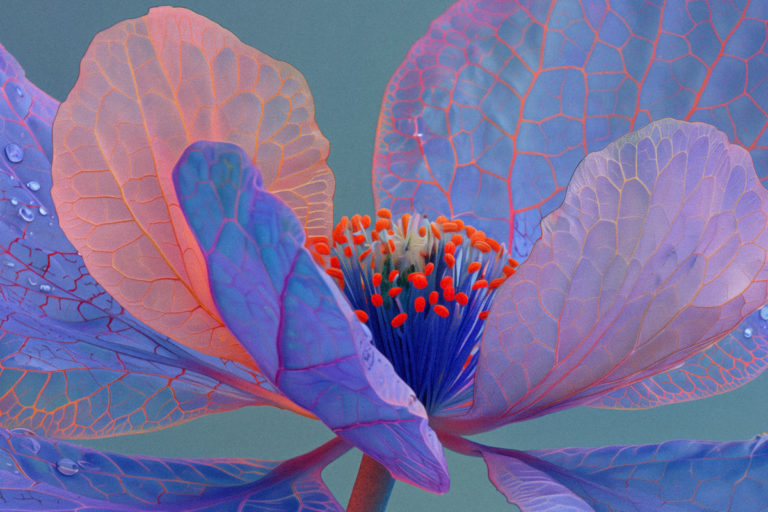 Vibrant Petal Veins in Dreamlike Close-Up