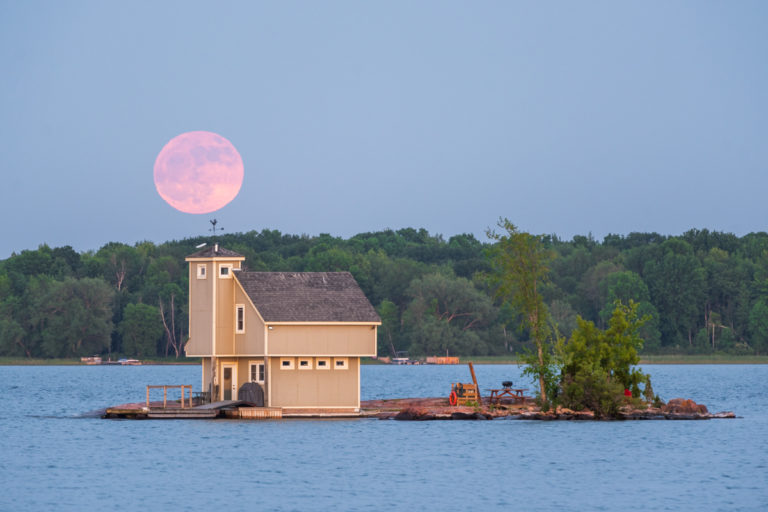 Moonlit Small Island in the Thousand Islands