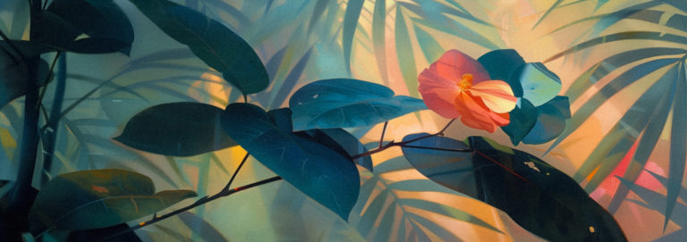 Tropical Flower Among Lush Greenery