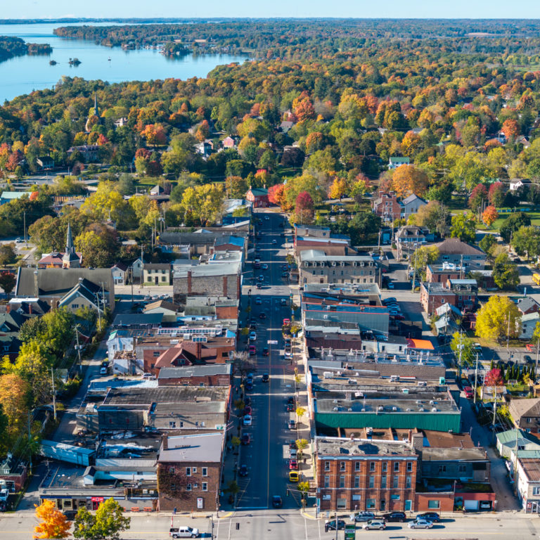 Aerial View of Gananoque in Autumn