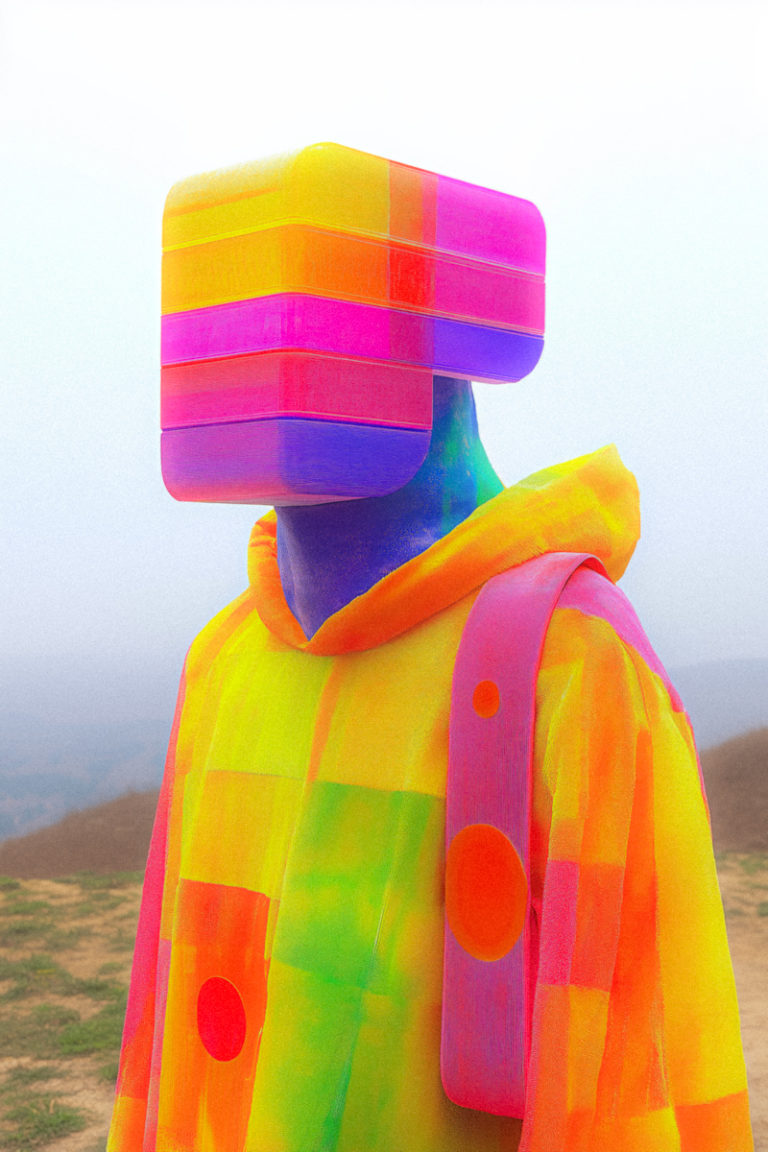 Space Explorer in Futuristic Prism Visor Suit