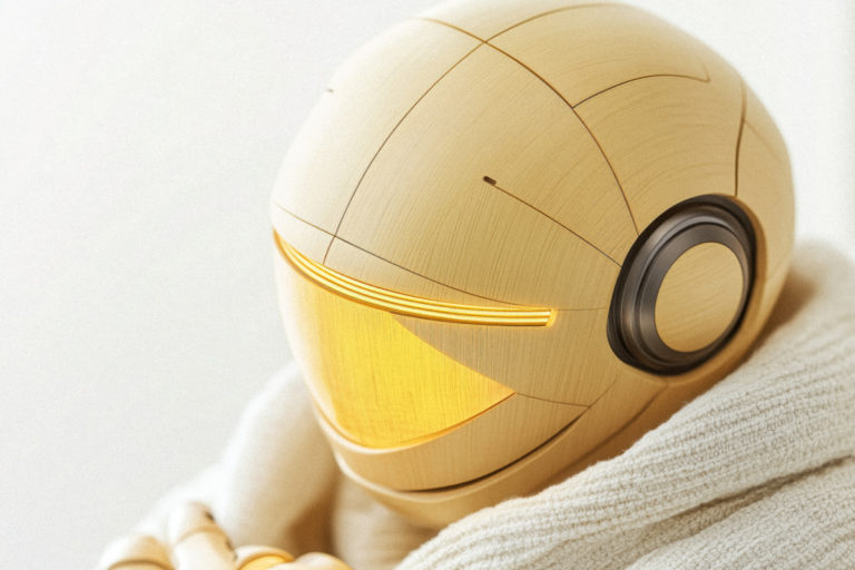 Cozy Futuristic Robot with Warm Glow