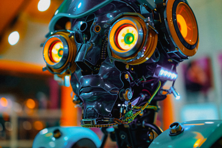 Humanoid Close-Up with Orange Highlights