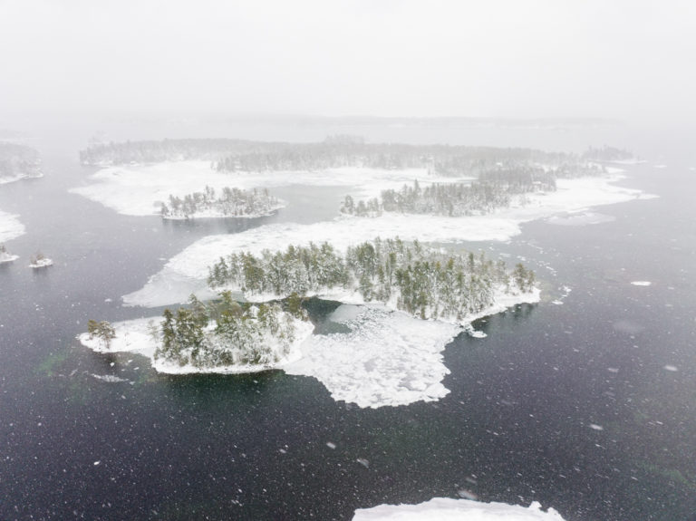 Snow-Covered Islands in the Thousand Islands Region