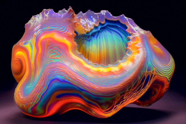 Abstract Form with Swirling Colors