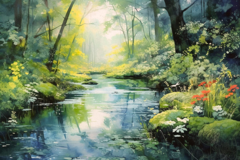 Surreal Forest Stream Artwork
