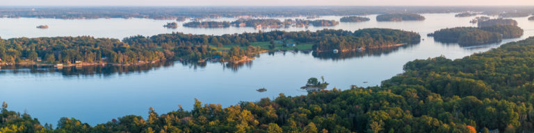 Sunlit Aerial of Thousand Islands on the St. Lawrence