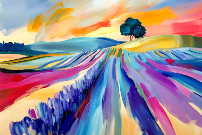 Enchanting Sunset Over Lavender Fields