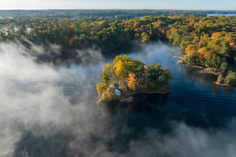 Autumn Fog Surrounds a Remote Island Cottage