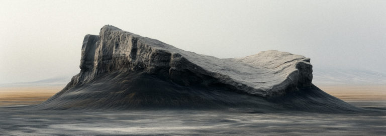 Surreal Rock Formation Rising from a Desolate Landscape