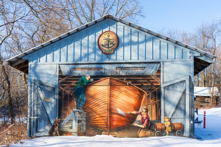 Wooden Boat Building Mural