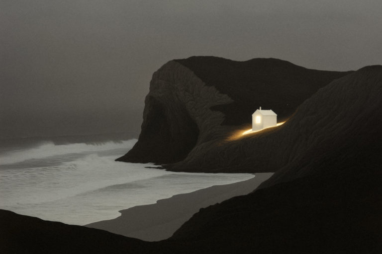 Isolated House on a Stormy Coastal Cliff