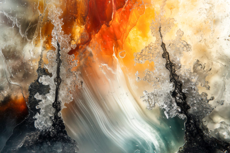 Fiery Abstract Artwork with Flowing Textures