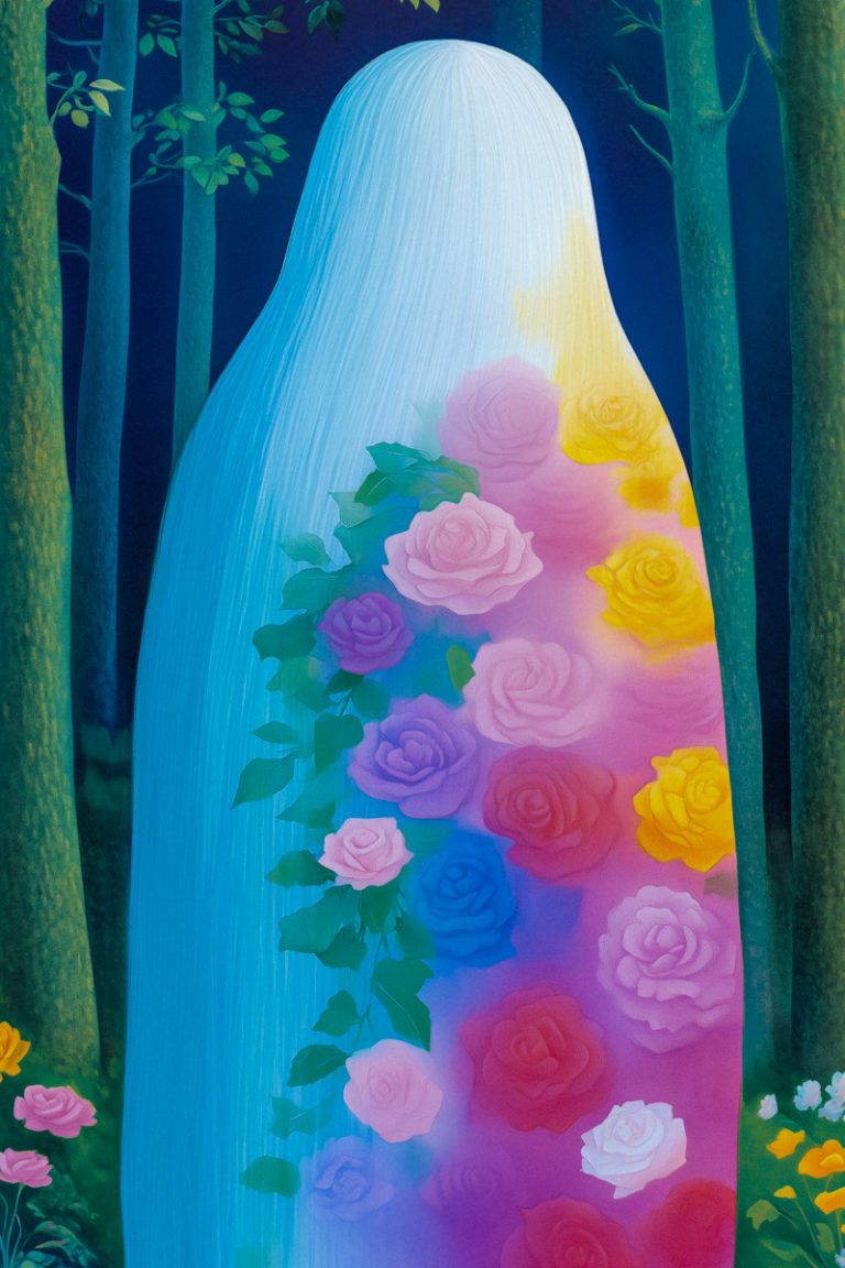 Figure Draped in Blooming Roses