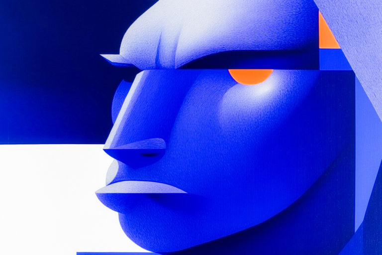 Stoic Blue Face with Orange Accent