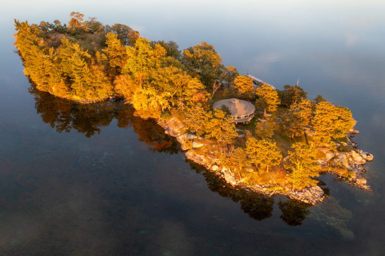 Autumn Aerial of Van Buren Island Thousand Islands