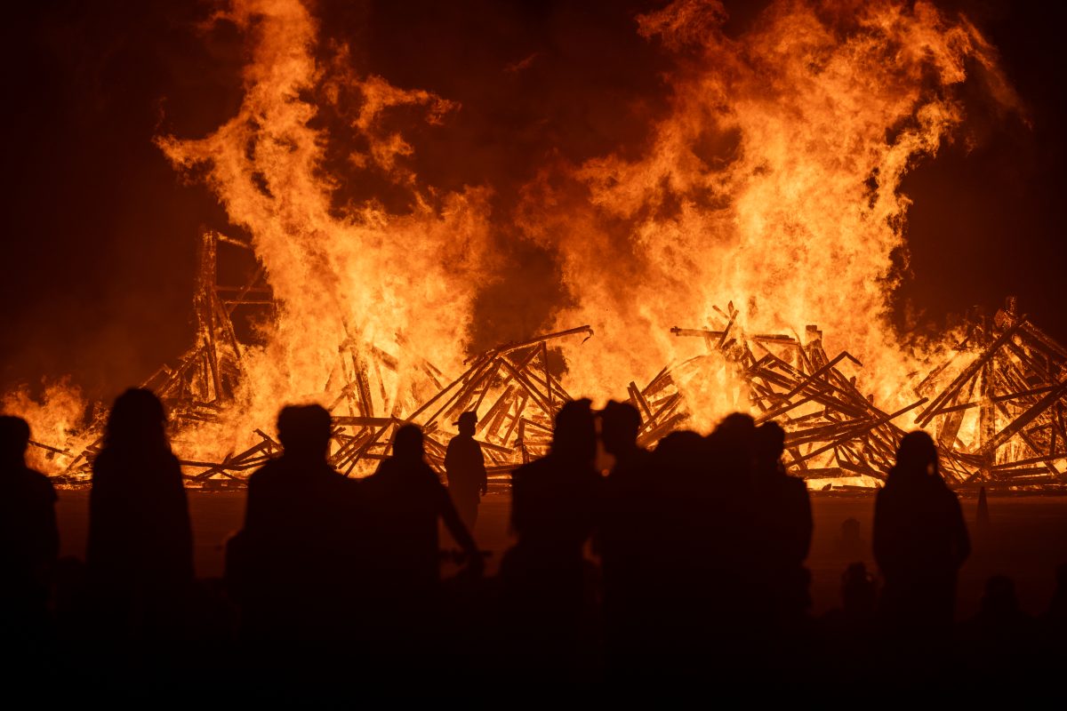 Burning Man 2025 Temple Burn – Temple of the Deep by Miguel Arra