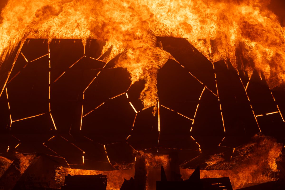 Burning Man 2025 Temple Burn – Temple of the Deep by Miguel Arra